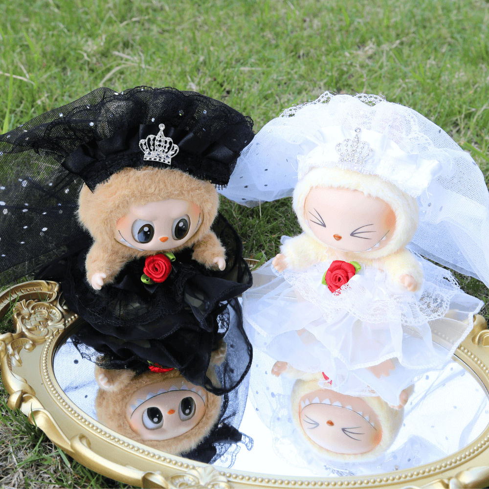 Labubu Wedding Dress & Veil Set – Bridal Outfit for 15cm Doll-Boobulo