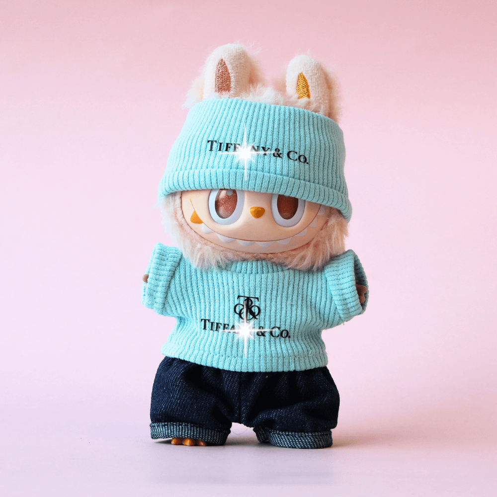 Elegant Blue Fashion Set Labubu Clothes