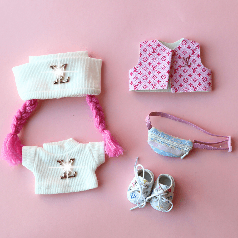 Classic Pink Monogram Set – 6-Piece Set-Labubu Clothes