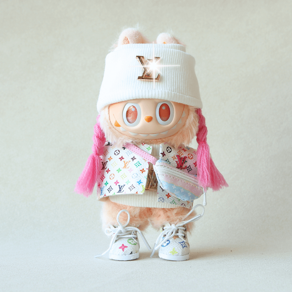 Luxe White Vest Set (6-Piece) Labubu Clothes