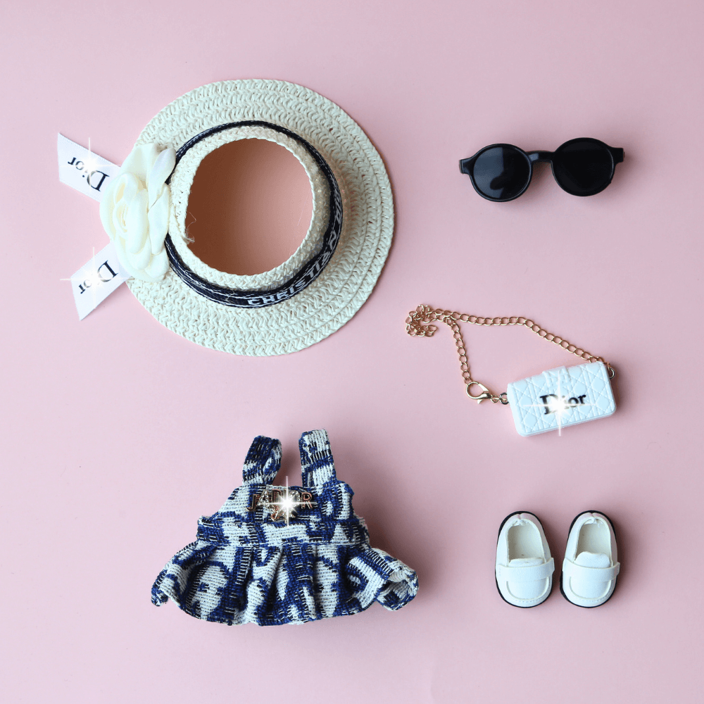 D-Style Labubu Dress, Hat & Bag 3-piece Set - Labubu Fashion Clothes (Bag Included)