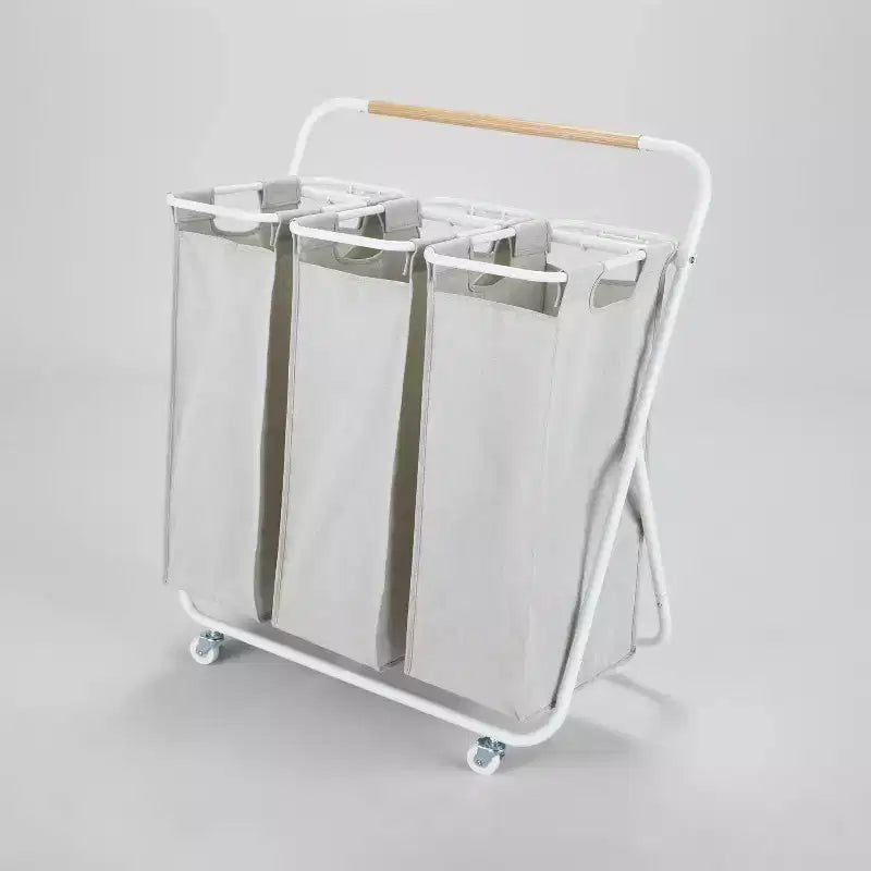 Rolling Triple Sorter - Brightroom™: Multicolor Laundry Hamper with Wheels, Polyester & Steel Frame, 3 Sorter Bags