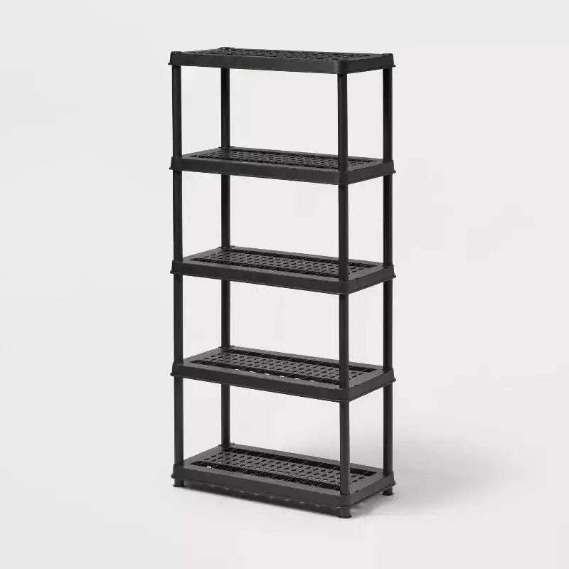 5 Tier Plastic Shelf Unit Black - Brightroom™: Utility Storage Shelving, 5 Open Shelves, 150 lb Capacity, 73.5" Height