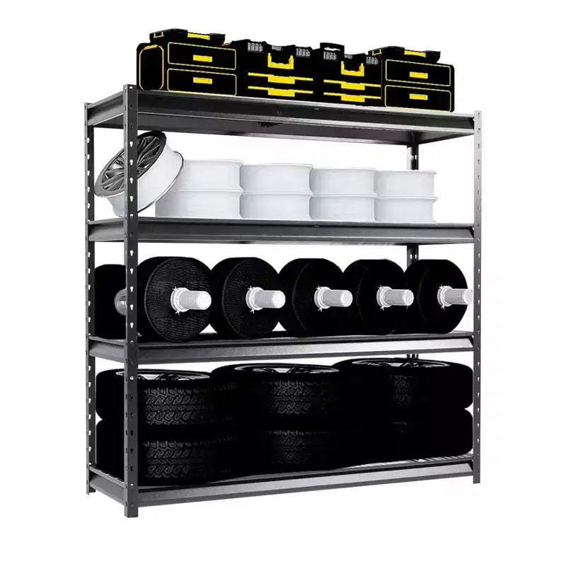 Atlas Shelving 4-Tier 72"x24"x72" Heavy Duty Garage Shelving Load 12000lbs Hammertone: Steel Utility Storage, Adjustable Shelves