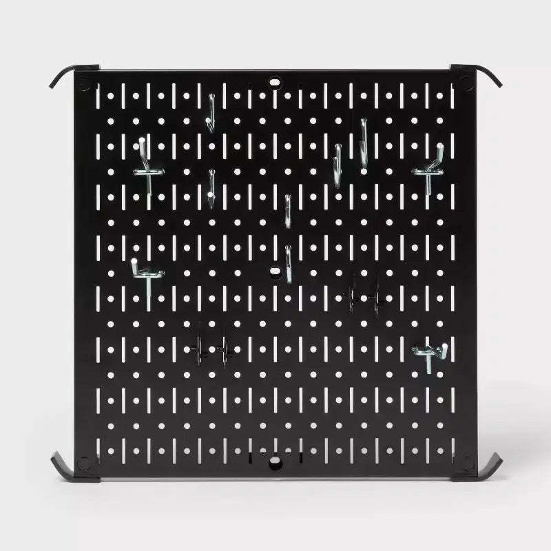 16" Square Metal Pegboard - Brightroom™: Wall & Garage Storage Organizer, Carbon Steel, Black, 100 lb Capacity