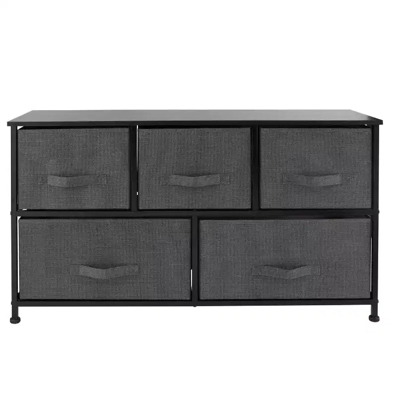 Simplify 5 Drawer Storage Chest Gray: Plastic Dresser Storage, Utility Cabinet, Universal Storage, 40 lb Capacity
