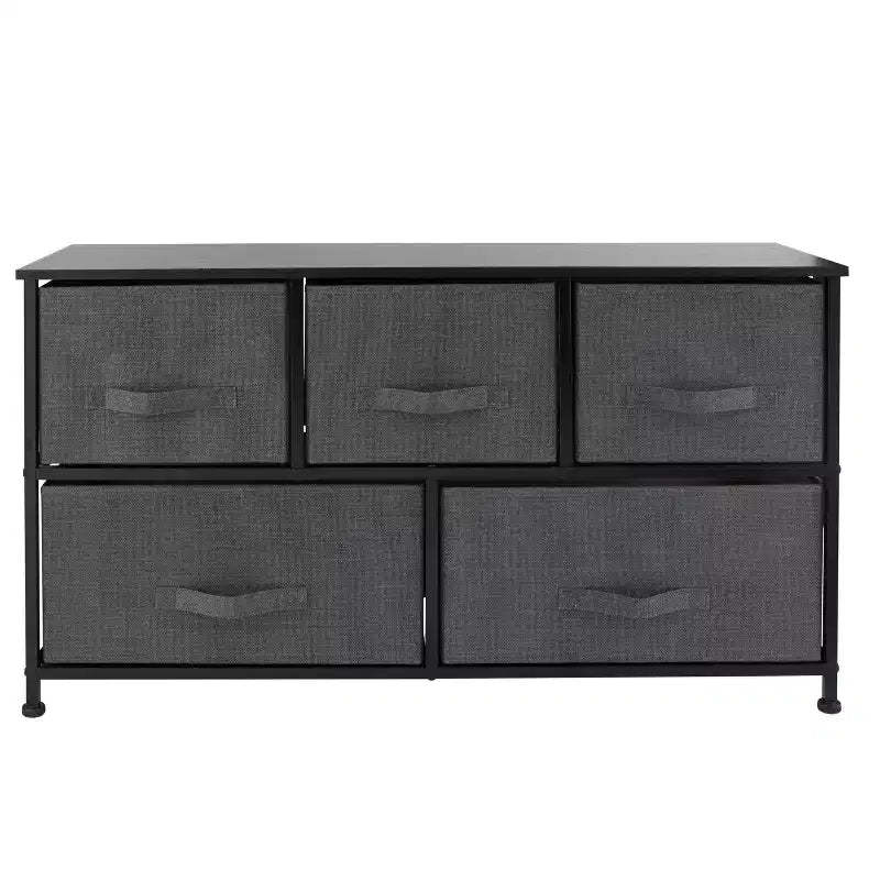 Simplify 5 Drawer Storage Chest Gray: Plastic Dresser Storage, Utility Cabinet, Universal Storage, 40 lb Capacity