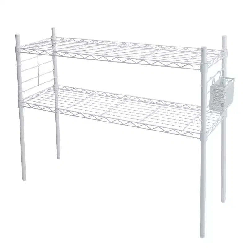 Organize It All Steel Etagere Adjustable Shelf White: 2-Shelf Vertical Bookshelf, Steel Frame, 36" Height, 12" Depth