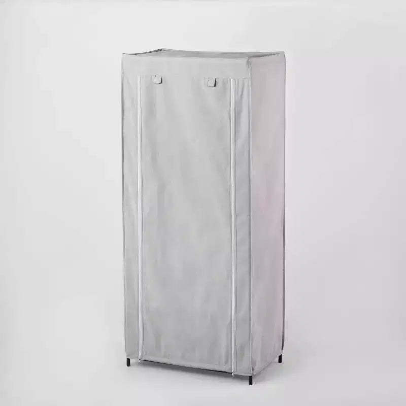 30" Double Rod Fabric Covered Wardrobe - Brightroom™: Closet Organizer, Shoe Storage, Steel Frame, 2 Shelves, Gray