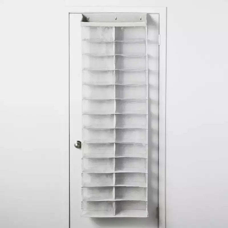 Over The Door 26 Shelf Mesh Shoe Organizer Light Gray - Brightroom™: Hanging Shoe Storage, Closet Organizer, Holds 13 Pairs