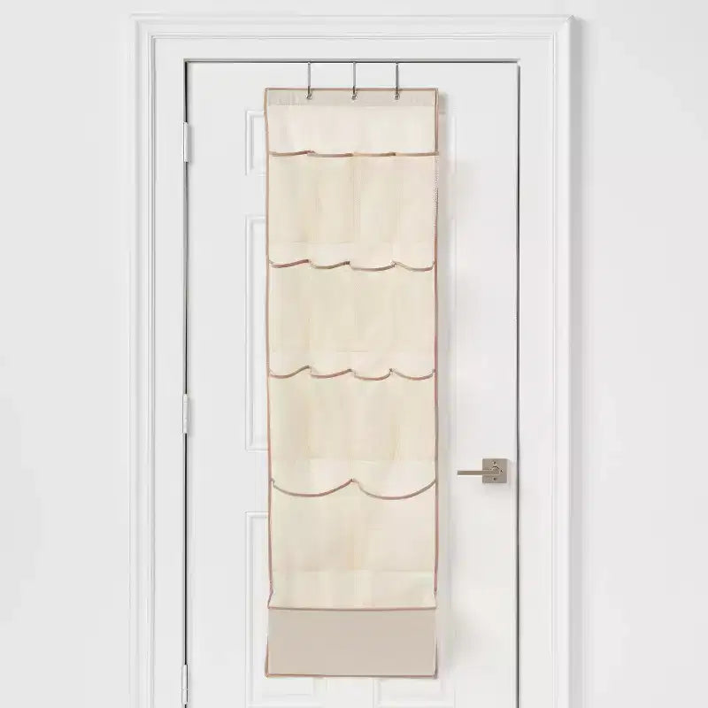 15 Pocket Over-the-Door Hanging Shoe Storage Tan - Brightroom™