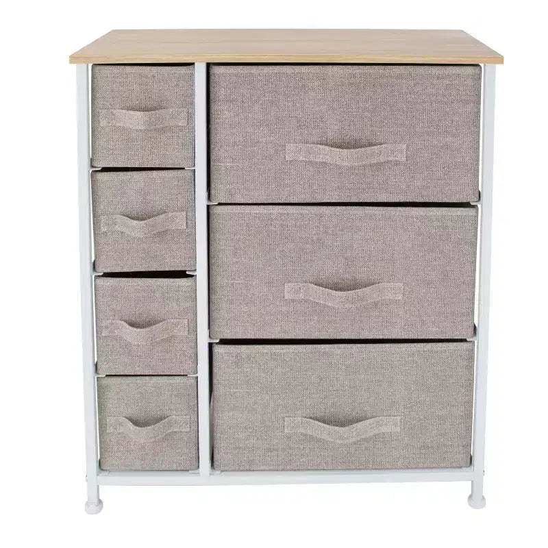 Simplify 7 Drawer Storage Chest Natural: Polypropylene & Steel Utility Storage, Plastic Drawers, Universal & Clothing Use