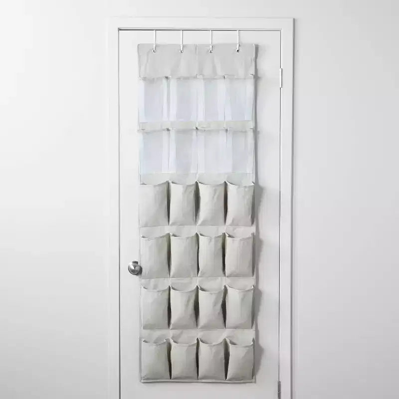 Over The Door 24 Pocket Mesh Shoe Organizer Light Gray - Brightroom™: Hanging Shoe Storage, Holds 24 Pairs, No Assembly Required