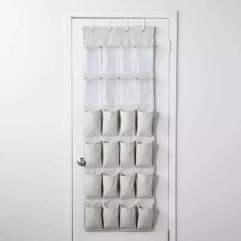 Over The Door 24 Pocket Mesh Shoe Organizer Light Gray - Brightroom™: Hanging Shoe Storage, Holds 24 Pairs, No Assembly Required