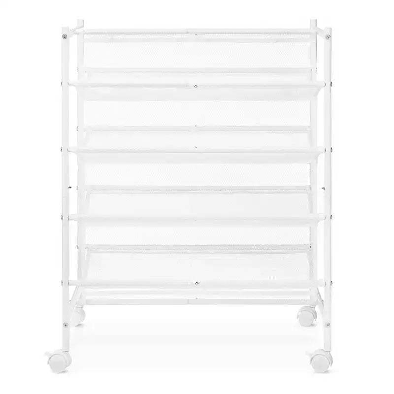 Whitmor 4 Tier Mesh Shoe Cart White