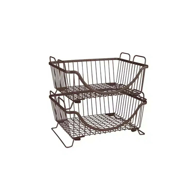 Spectrum Diversified Ashley Stacking Basket Tray Silver: Portable Metal Storage & Organization, Universal Utility Cabinet