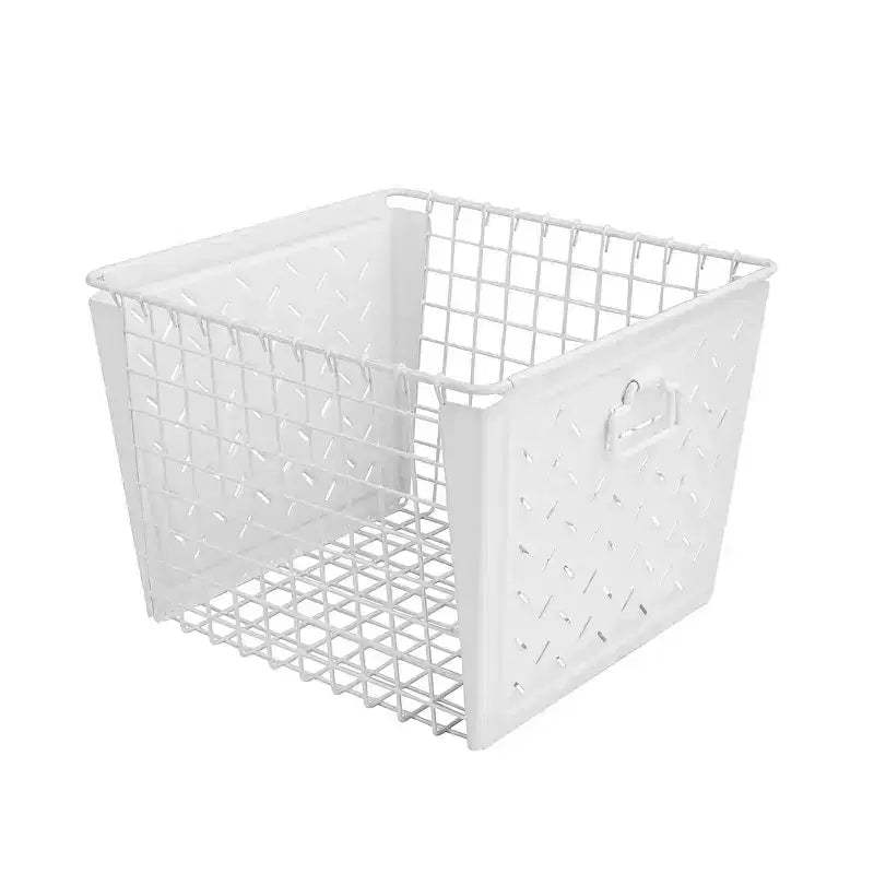 Spectrum Diversified Macklin Large Basket Dark Silver: Metal Utility Storage, Portable Universal Drawer Storage, 16" Width