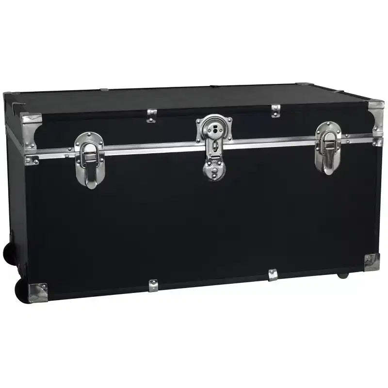Seward Trunk 31" No Line Wheels Black: Universal Storage Footlocker Trunk with Wheels, 200 lb Capacity, 4.29 Volume