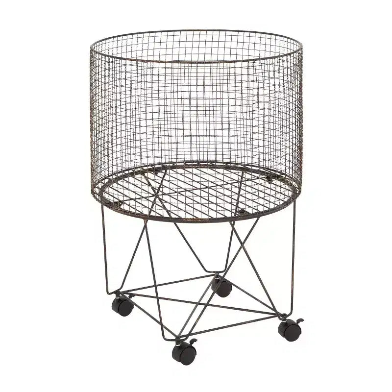 Farmhouse Metal Storage Cart Bronze - Olivia & May: Multipurpose Metal Hamper with Wheels, Open-Top, No Assembly Required
