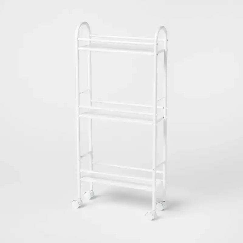 3 Shelf Narrow Metal Storage Cart White - Brightroom™