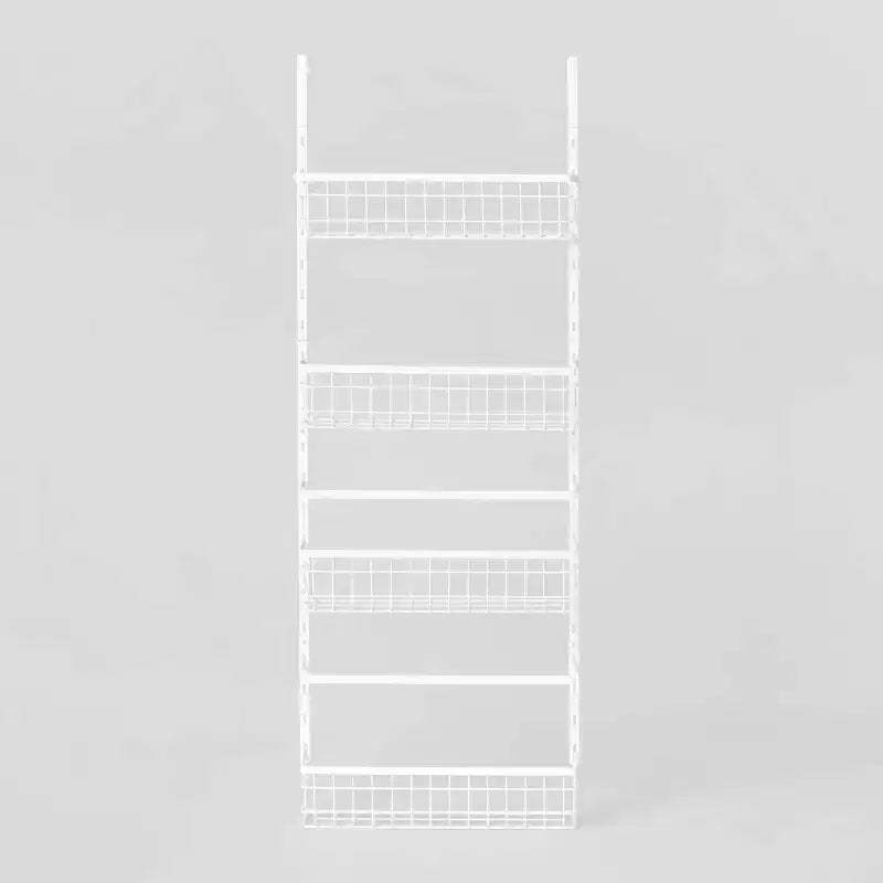4 Tier Over-The-Door Storage Rack - Brightroom™: Adjustable Shelves, White Steel, Over Door Organizer, 4 Baskets