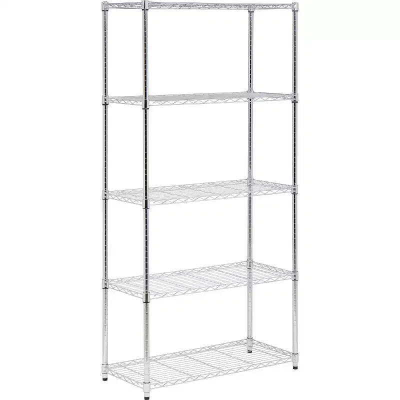 Honey-Can-Do 18" x 36" x 72" 5 Tier Organizing Shelf Chrome: Wire Shelving, Steel, 350 lb Capacity, Universal Storage