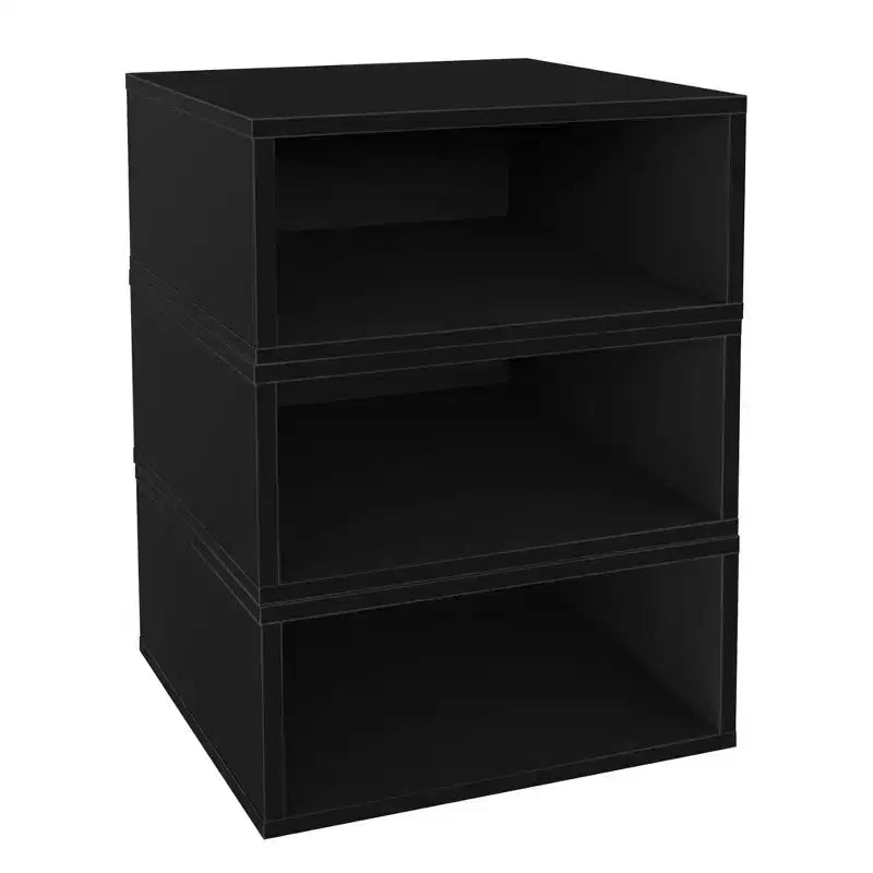 Niche 3pk Cubo Half Size Wood Stackable Storage Bookcase Shelf Organizer Cube Ebony Black