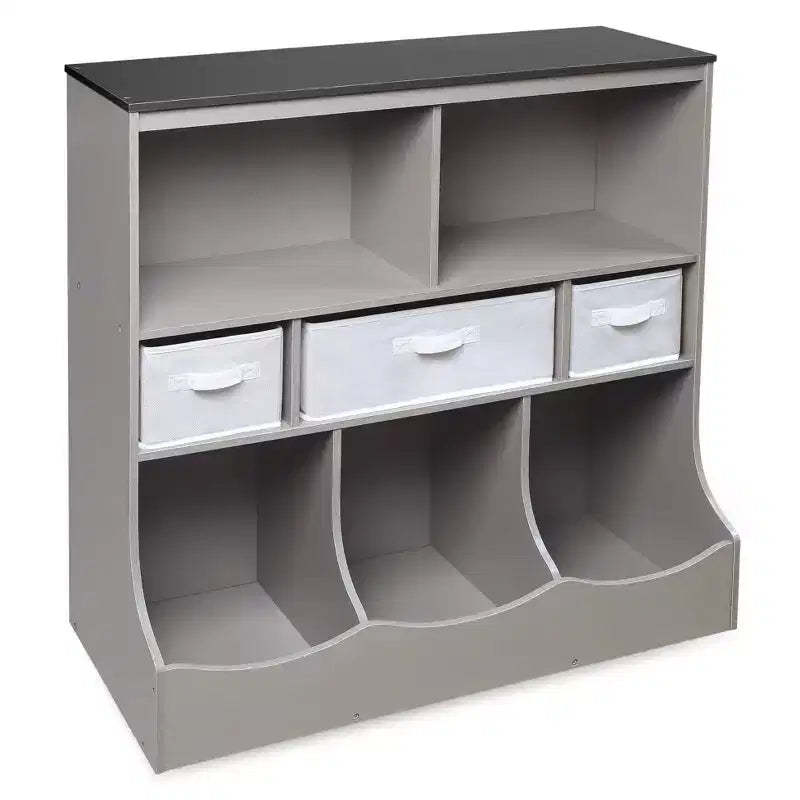Badger Basket Combo Bin Storage Unit with Three Basket Woodgrain/Gray