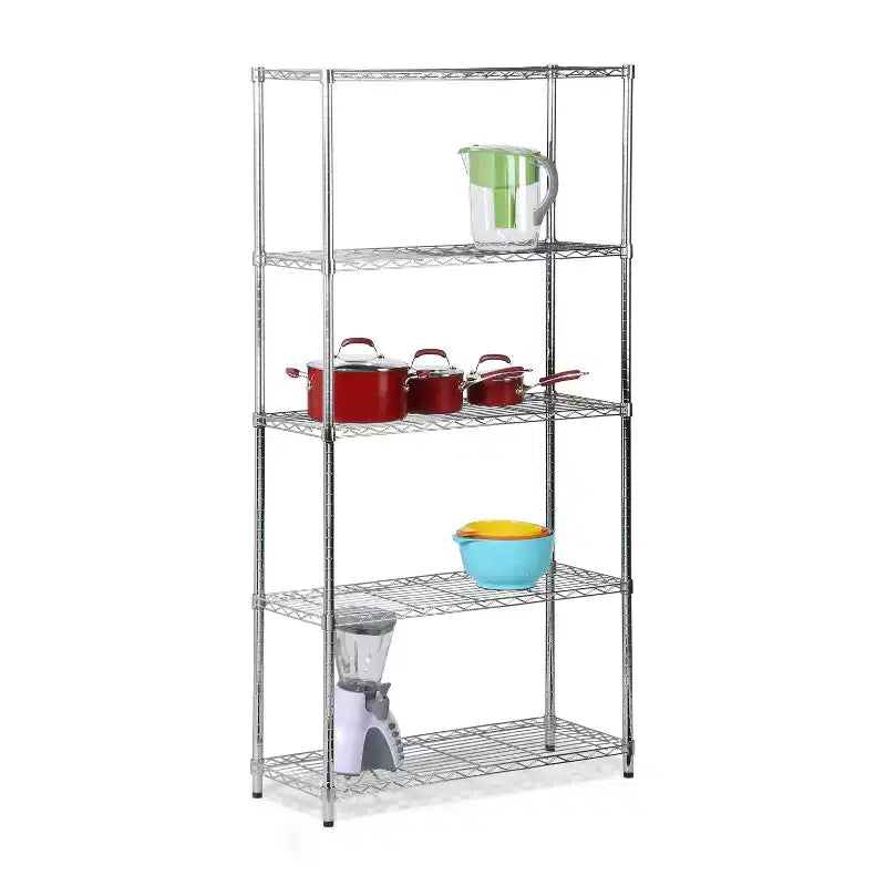 Honey-Can-Do 5 Tier 200lb per shelf Shelving Unit Chrome: Steel Wire Shelving, 72" H, 36" D, 14" W, Universal Storage
