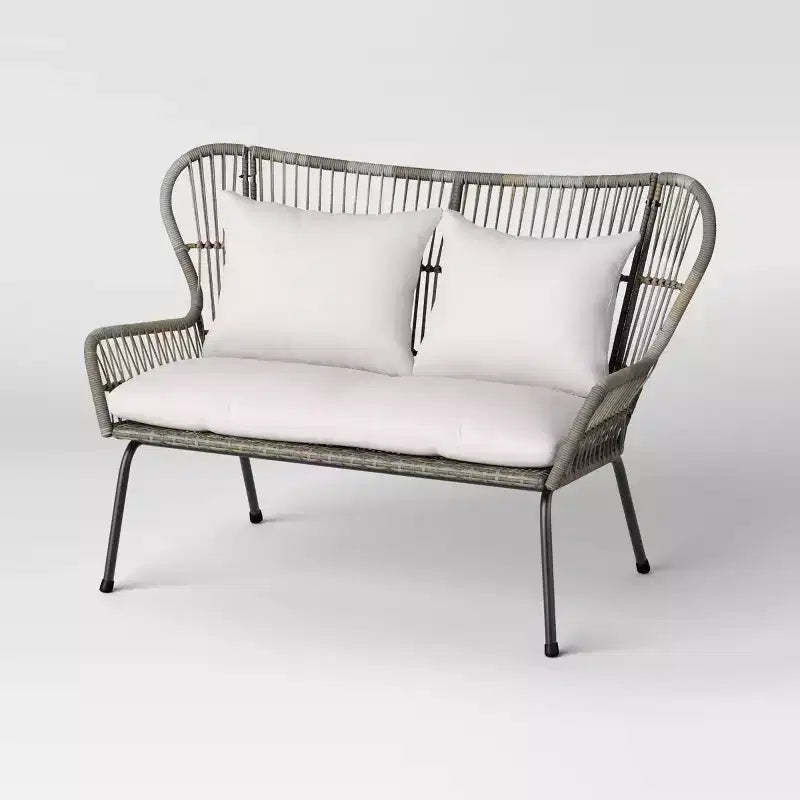 Steel and Wicker Latigo Rust Resistant Outdoor Patio Loveseat Arm Chair Gray - Threshold™