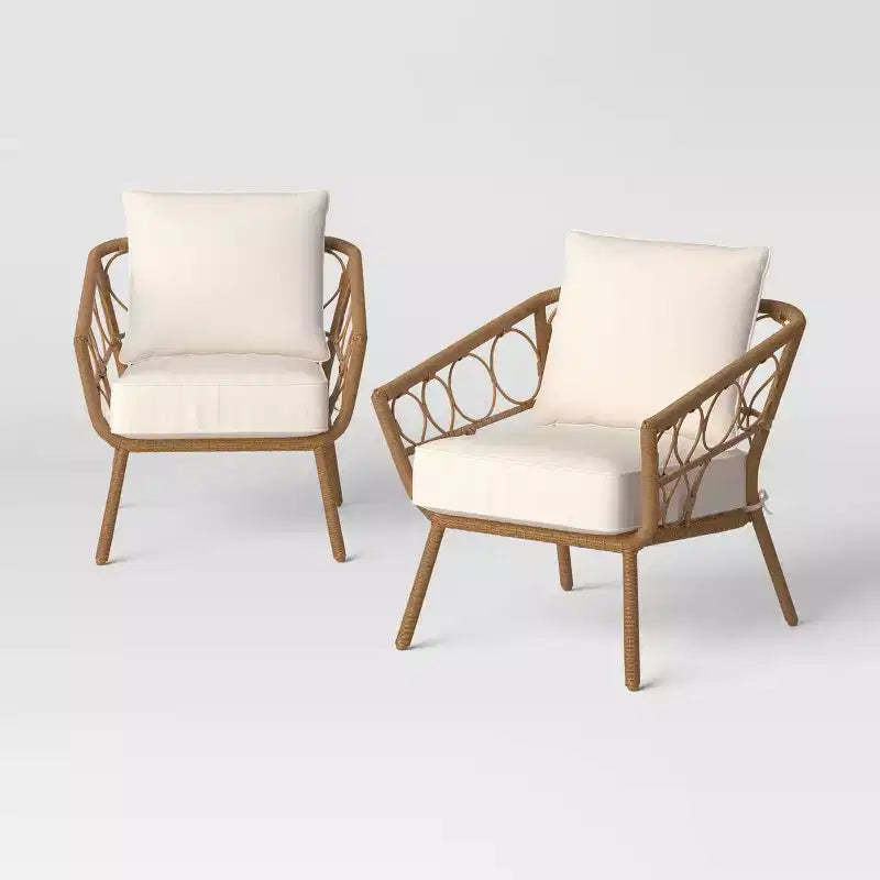 2pc Steel Rust Resistant Outdoor Patio Club Chairs Brown - Threshold™