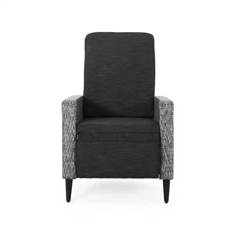 Murdock Outdoor Wicker Recliner: Water-Resistant, UV-Resistant, Push-Back, Polyester Cushion - Christopher Knight Home