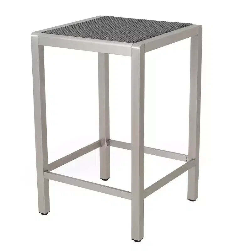 Cape Coral Square Aluminum and Wicker Bar Table - Gray - Christopher Knight Home