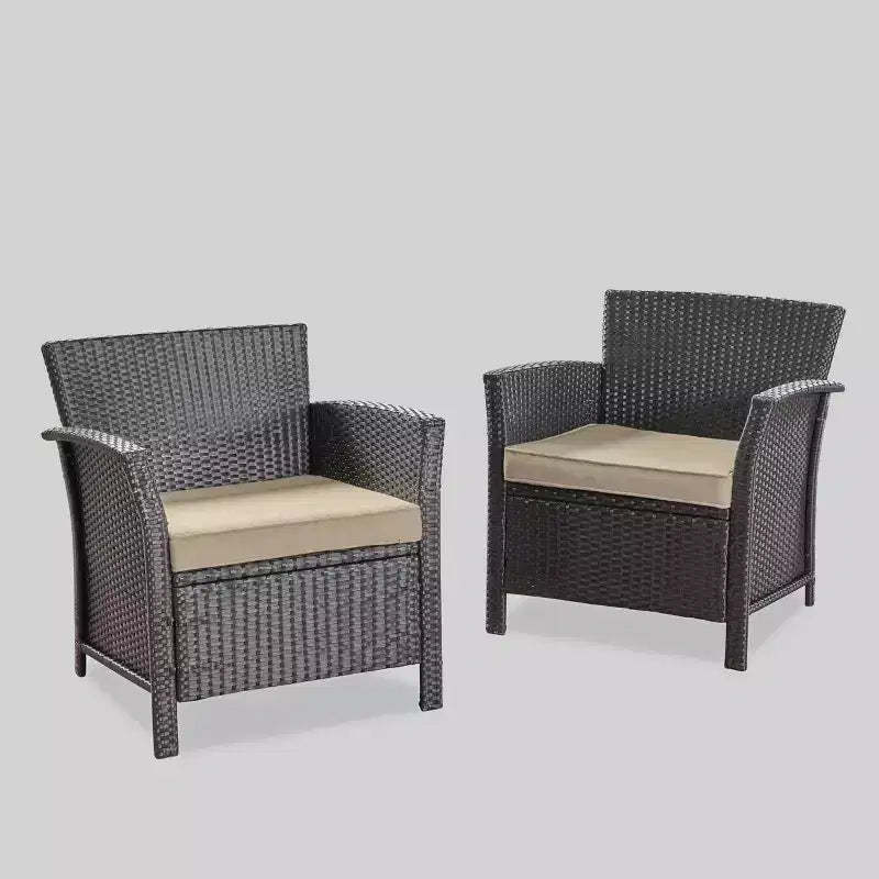 St Lucia 2pc Wicker Club Chairs: Cushioned, Weather-Resistant - Christopher Knight Home
