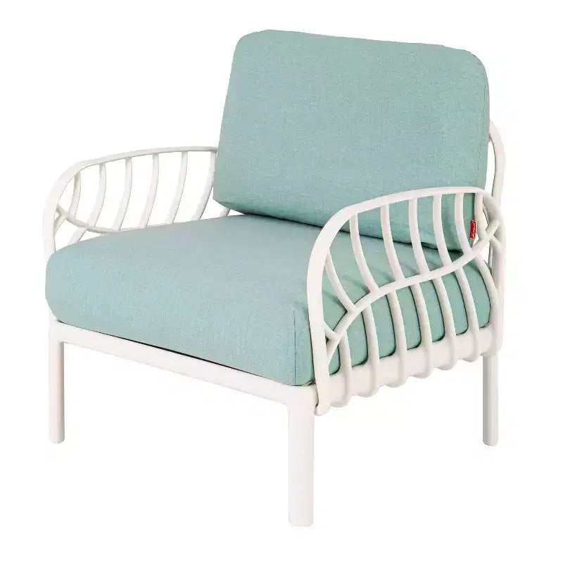 Laurel Outdoor Club Chair with Cushion - White/Seafoam - Lagoon