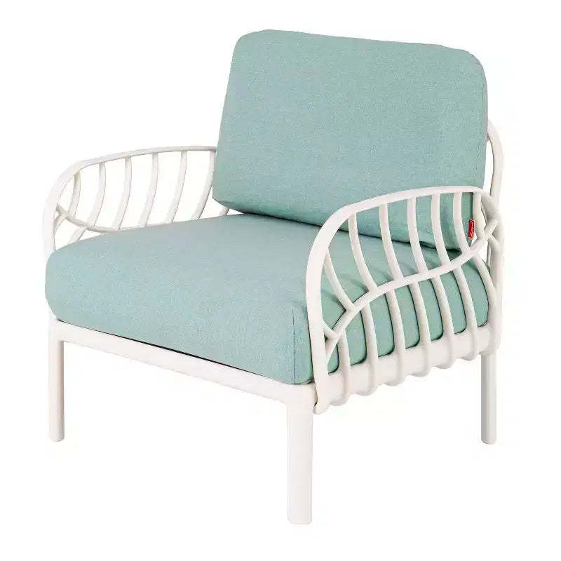 Laurel Outdoor Club Chair with Cushion - White/Seafoam - Lagoon
