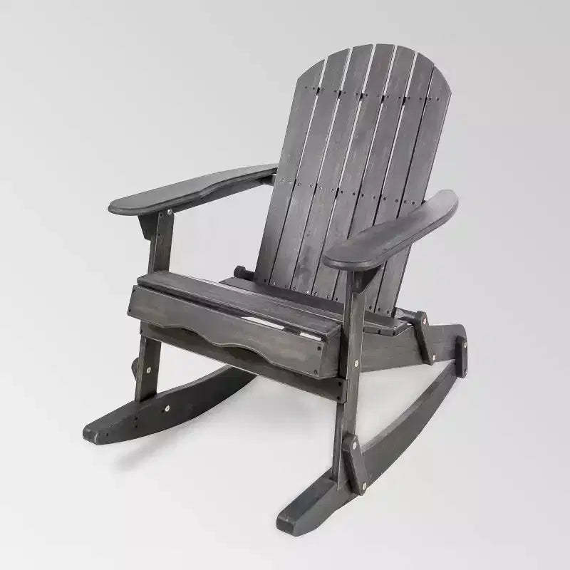 Malibu Acacia Wood Adirondack Rocking Chair Dark Gray - Christopher Knight Home: Weather-Resistant Patio Furniture