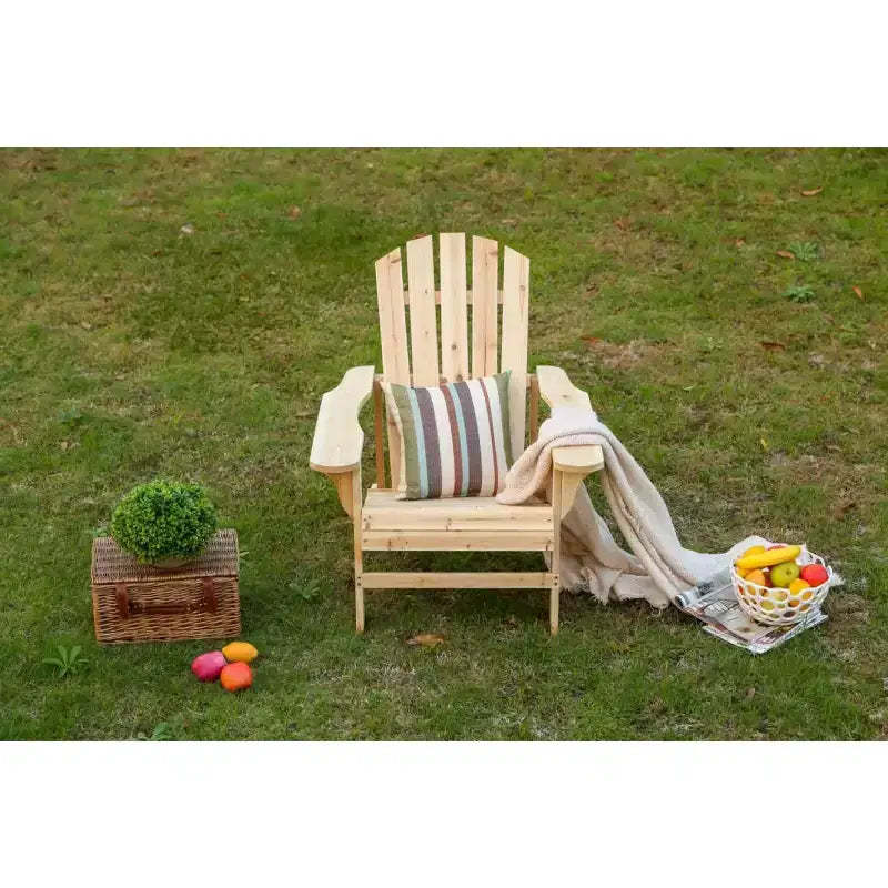 Adirondack Chair Wood - Patio Festival: Solid Fir, Outdoor Seating, Rustic Farmhouse Style, UV & Water-Resistant