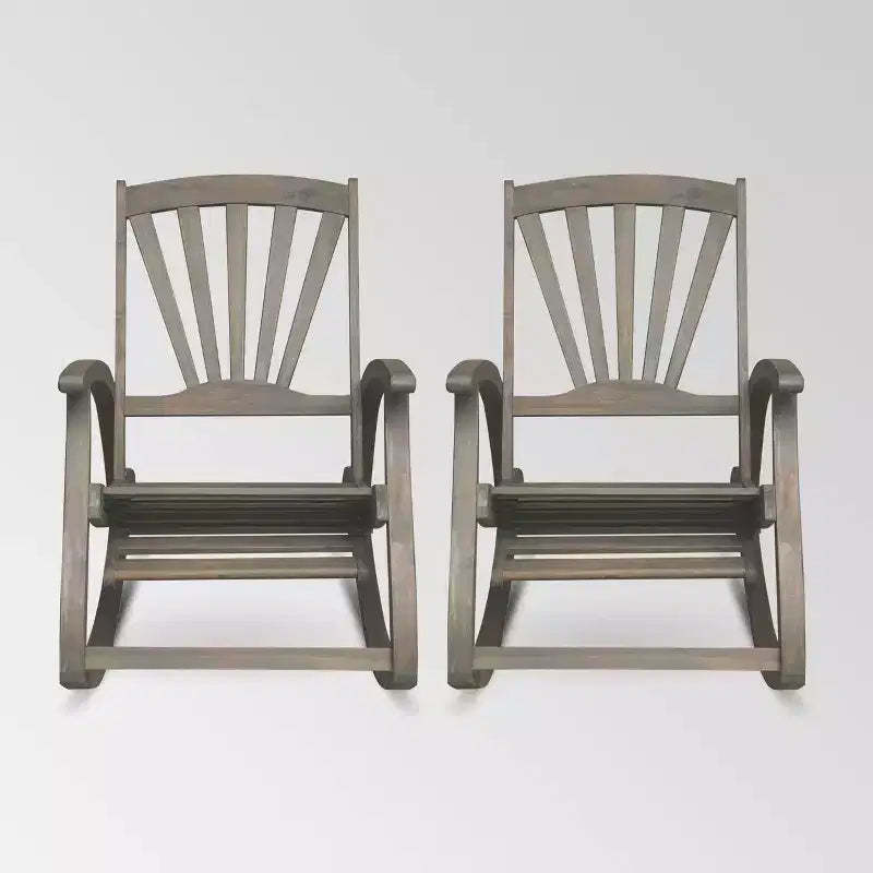 Sunview 2pk Acacia Wood Recliner Rocking Chairs: Patio Seating, Weather-Resistant - Christopher Knight Home