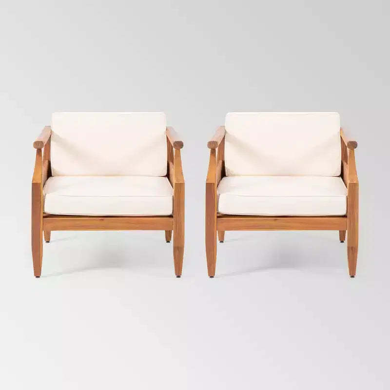 Aston 2pk Acacia Wood Mid-Century Modern Club Chairs: Weather-Resistant Patio Seating - Christopher Knight Home