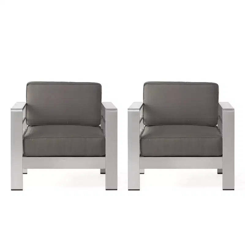 Cape Coral 2pk Aluminum Patio Club Chair - Gray - Christopher Knight Home: Weather-Resistant, Modern Design