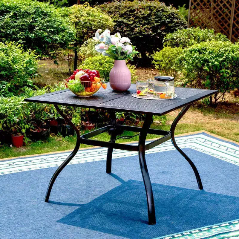 37"x37" Square Dining Table - Black - Captiva Designs: Weather-Resistant Steel, Seats 4, Patio Furniture