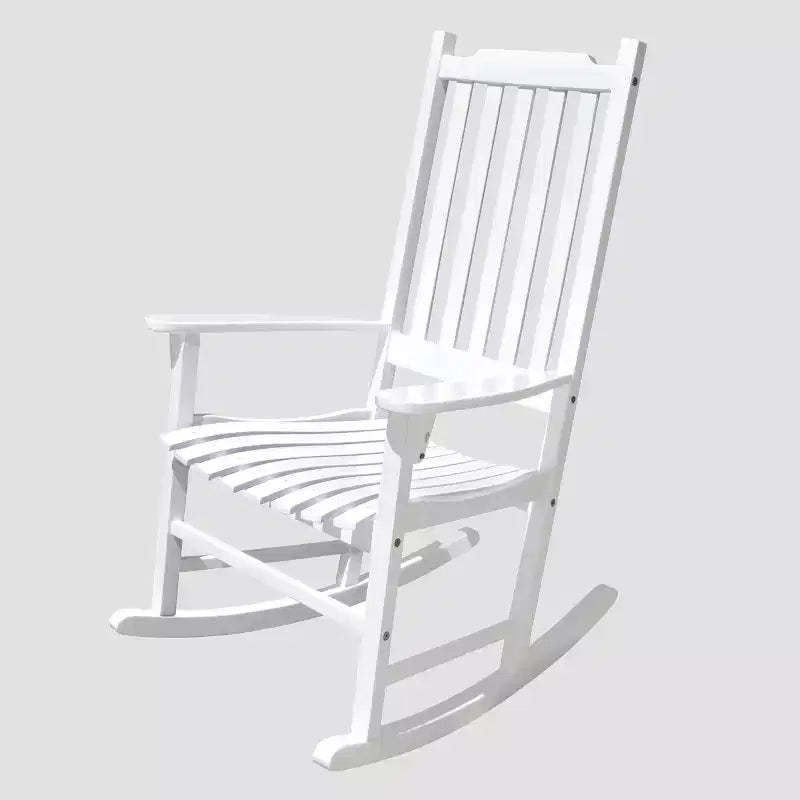 Traditional Patio Rocking Chair - Merry Products: Acacia Wood, Water-Resistant, White