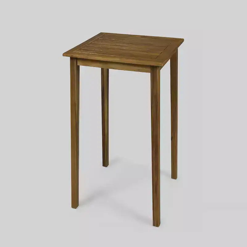 Polaris Acacia Wood Square Bar Table Teak - Christopher Knight Home: Outdoor Patio Furniture, Weather-Resistant