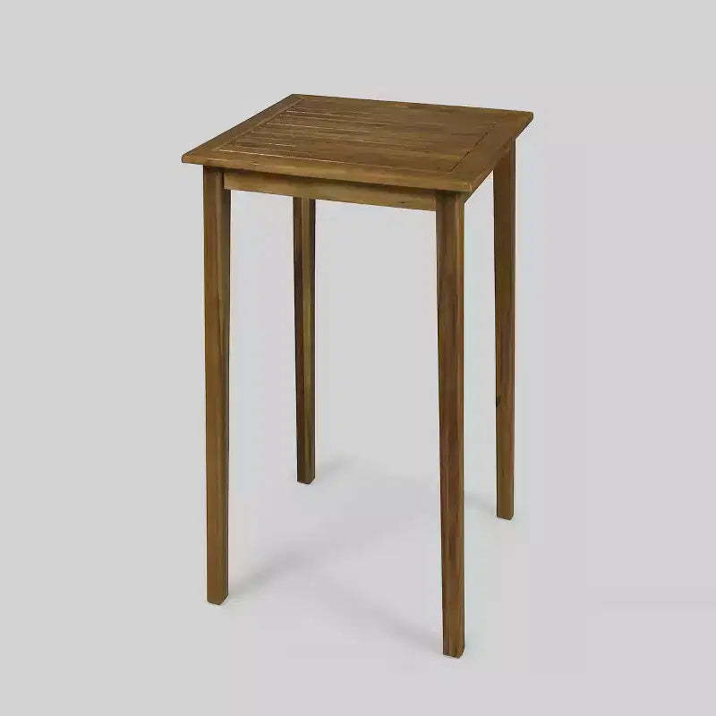Polaris Acacia Wood Square Bar Table Teak - Christopher Knight Home: Outdoor Patio Furniture, Weather-Resistant