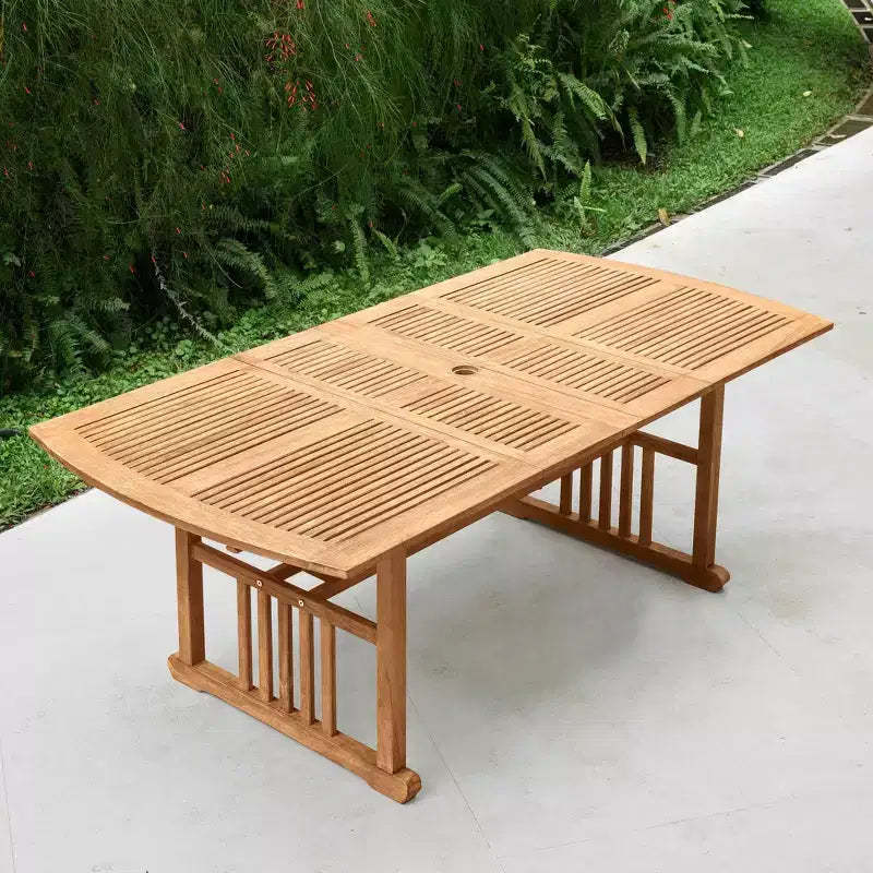 Sonoma Lane Rectangular Amherst Teak Extendable Outdoor Dining Table – Weather-Resistant, 2. Umbrella Hole, Seats 6