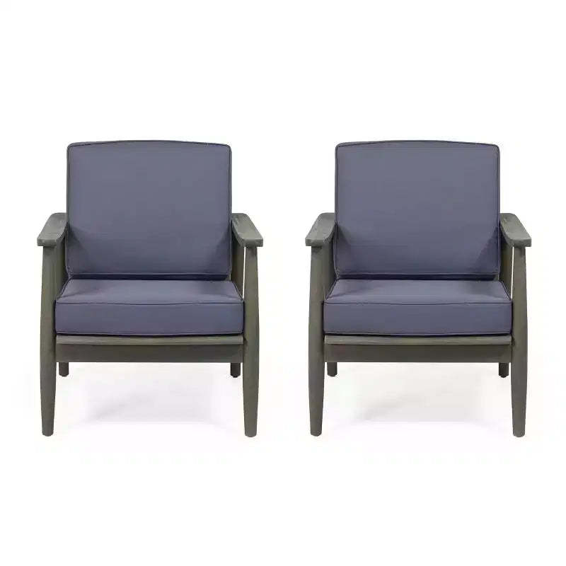 Willowbrook 2pc Acacia Wood Club Chairs - Gray/Dark Gray - Christopher Knight Home