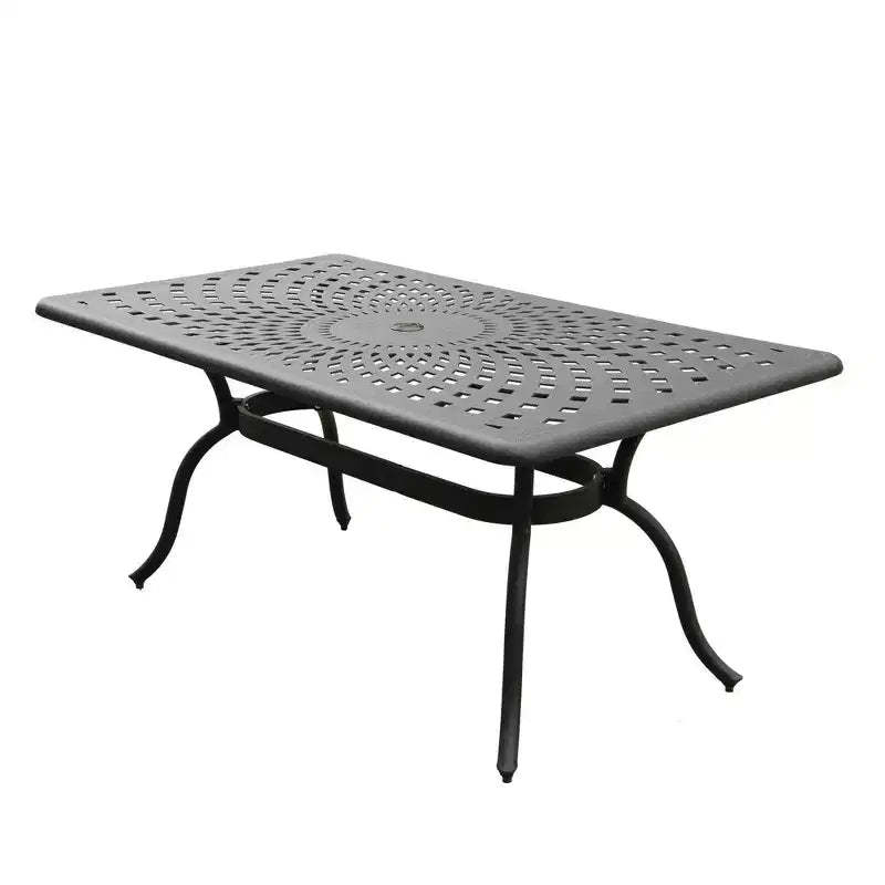 67" Modern Mesh Aluminum Rectangle Patio Dining Table - Black - Oakland Living