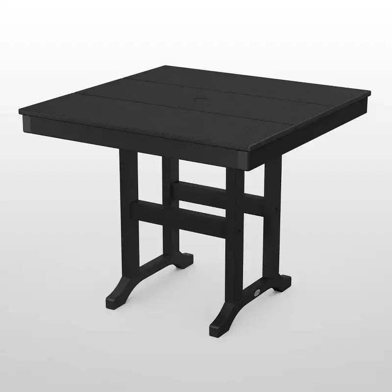 POLYWOOD Moore 35" Square Outdoor Farmhouse Patio Dining Table Black