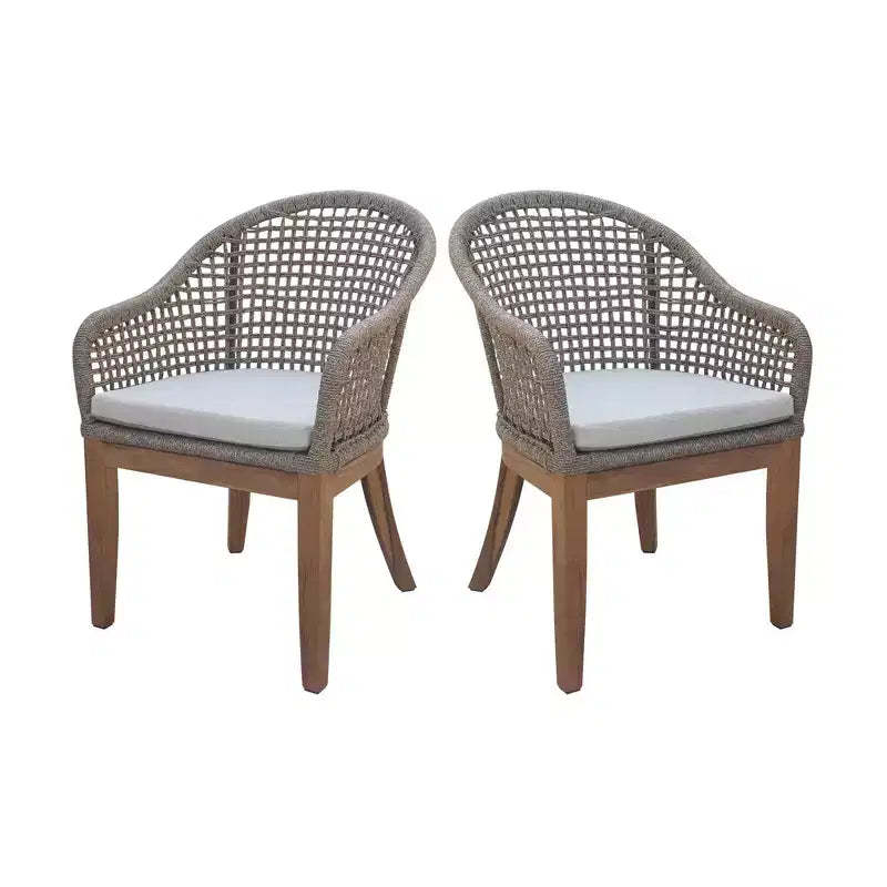 International Concepts 2pc Outdoor Teak Patio Chairs with Cushions: Quick-Drying, Foam-Filled, Spot Clean